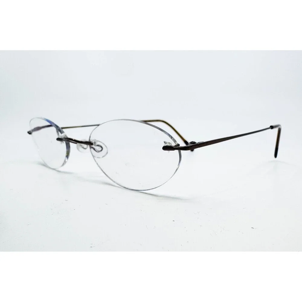 Marchon Airlock Eyeglasses Unisex Brown Rimless Oval 760/4 49-20-135 49mm